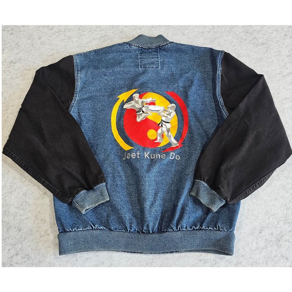 Vintage Rennoc Classic Varsity Denim Jean Jacket Jeet Kune Do, Mens Sz M